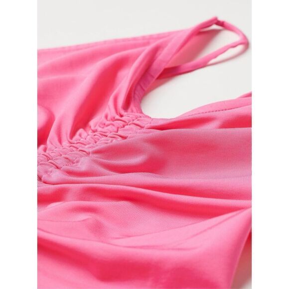 H&M Women Top XS Hot Pink Viscose Blend Sleeveless Draped Camisole Fit Tank - Picture 4 of 9